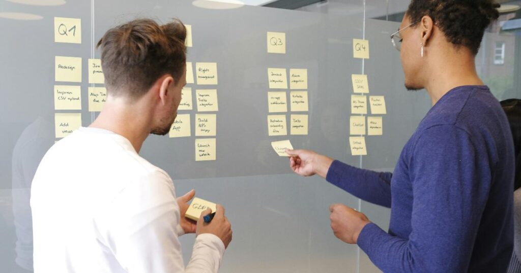 Product team reviewing market signals and deciding which ideas fit their center